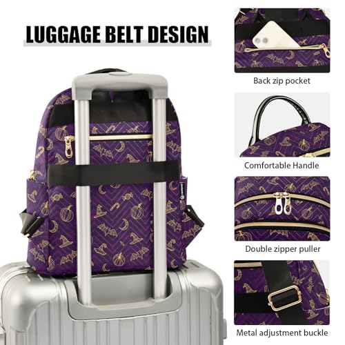 Image of Mini Backpack Halloween Bats Fashion Backpack Purse for Women,Handbag Shoulder Bag Casual Daypack, Ladies Gift for College Work(S)