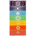 Neasyth Chakra Tapestry Meditation Yoga Rug Towels Mexico Chakras Tassel Striped Floor Mat 59 in (Soft Microfiber 59x30in)
