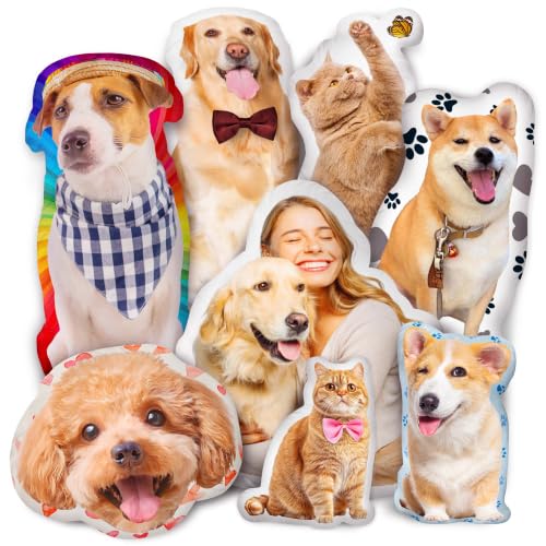 Easycosy Custom Pet Photo Pillow Personalized Pillow Shaped Like Your Dog Cat Face Customized Stuffed Animal Picture Pillows Memorial Gifts for Pet Animal Lovers Her Him(8 Inch)