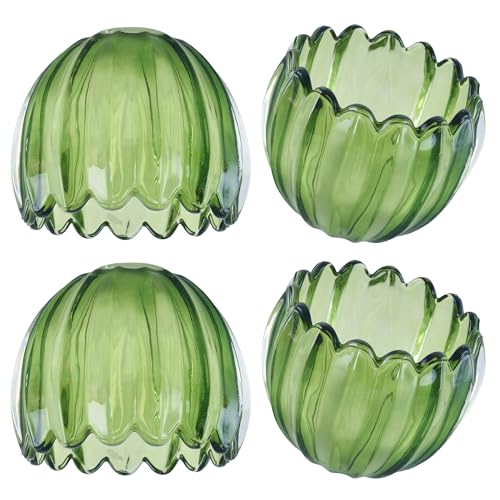 Glass Green Tulip Lamp Shade Small Flower Art Blown Lampshades,1.58lb,1.65" Top x 5.5" Diameter x 3.9" Height,Replacement Mini Lamp Shades for Floor Lamp Table Wall Lamp Chandelier Island Decor 4 Pack by AHDWDW - Used condition - US$32.77