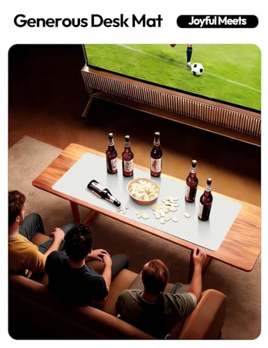 Image of YSAGi Leather Desk Pad Protector, Office Desk Mat, Large Mouse Pad, Non-Slip PU Leather Desk Blotter, Laptop Desk Pad, Waterproof Desk Writing Pad for Office and Home (31.5 inch x 15.8 inch, White)