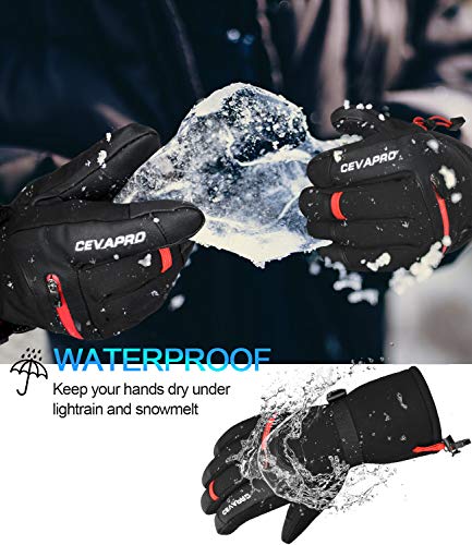 Cevapro -40℉ Winter Gloves Waterproof Ski Gloves 3M Insulated Snowboard Gloves (Black, M)