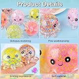 4 Stück Stressball Octopus Leuchtendes Squishy Anti Stress Bälle für Kinder & Erwachsene Anti Stress Squeeze Ball Fidget Toy zur Entspannung, ADHS & Weihnachts-Partytüten Füllstoff