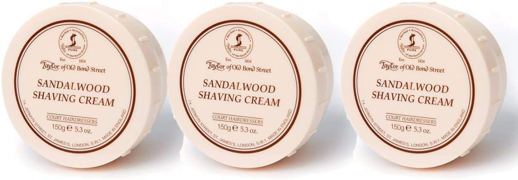 of Old Bond Street Sandalwood Shaving Bowl, 5.3-Ounce Pack of 3 (3)