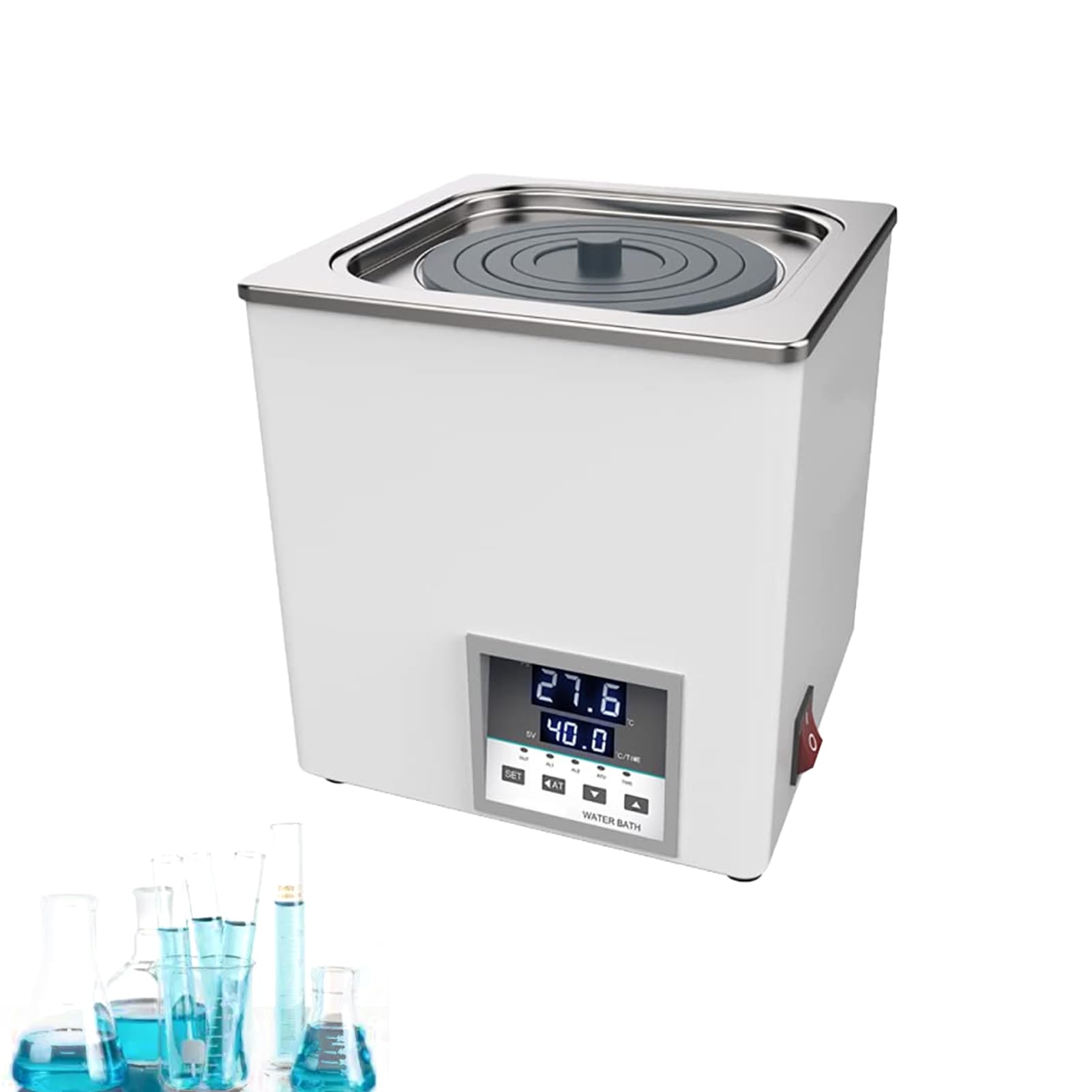 Baño María Digital para Laboratorio, Recubrimiento de Acero Inoxidable para, Baño de Agua Termostático Antiquemado en Seco, con Aberturas Seleccionables para Experimentos