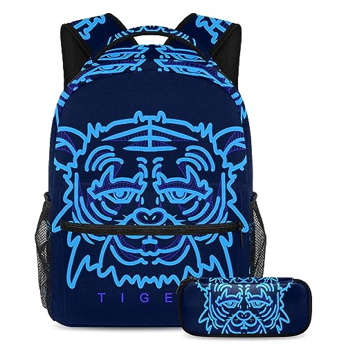 Cartable pour enfants motif tigre bleu et sac de voyage multicolore ado