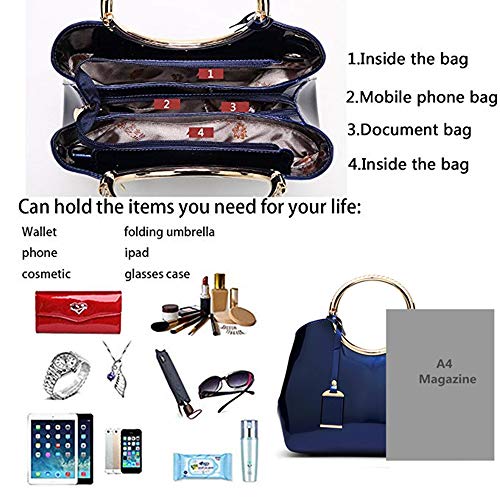 Bolso tote elegante de cuero charol para mujer miniatura 4