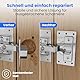 LIVING-TEC ® Scharniere Reperaturplatte 4er Set – Scharnier Reperaturset mit 4 Stahl-Platten und 48 Schrauben – Kein Bohren nötig – Hochwertige Schrank-Scharniere Reparaturplatte für Topscharniere