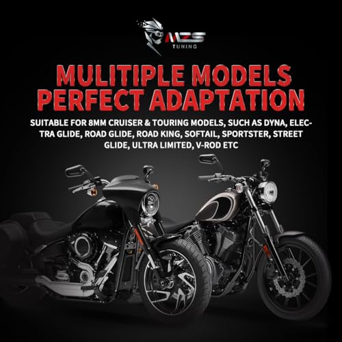 Image of MZS Black 8mm Motorcycle Mirrors, M8 Blade Handlebar Rear View Mirror for HD Models 1982-2026, Compatible with Sportster Softail Road King Street Electra Glide Dyna Vrod Touring