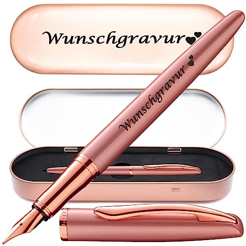 Pelikan Füllhalter Jazz® Noble Elegance mit Gravur als Geschenk | Emojis Gravur möglich | Farbe Pink Rose | personalisiert mit Wunschgravur | Pelikan Füller mit Gravur PS198Box7