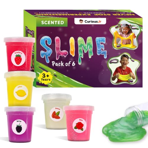 Image of PW Mini Slime Kit for Kids 3 to 10 Years, 6 Fruit-Scented Colourful Slimes | Kit with Moulds, DIY Sensory Play, Safe & Non-Toxic, Birthday /Return Gift