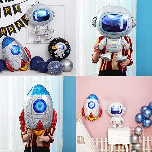Kawailay KAWAILAY-166 Astronaut Rocket 5Th Birthday Party Balloons Jumbo Spaceman Birthday Balloons Outer Space Theme Foil Balloons 32 Inch Blue Number 5 Helium Balloon thumb #5