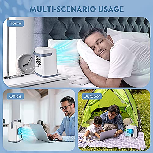 Air Choice Quiet Evaporative Air Cooling Cooler - 3 In 1 Mini Air Conditioner Cooling Fan, 12H Timer 500Ml Water Tank, Adjustable Angles W/2 Speeds, Ideal For Desk Table Home Room Bedroom Office Dorm #TOP4