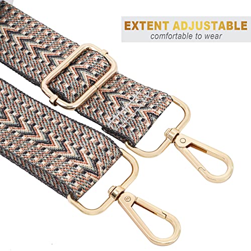 Image of Replacement Purse Strap Shoulder Strap Adjustable Crossbody Strap for Women Crossbody Wide Shoulder Bag, Khaki V2-gold Hardware, 28 inch to 50 inch