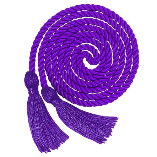 Purple Graduation Cords - 67 Inch Graduation Honor Cords with Tassel for Gown Grad Decoration - Braided Gown Accessory for College Graduates Bachelor Master Doctor Grad Ceremony