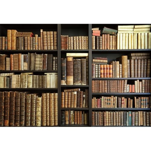 Xiaoterna 1,5x1m Fond de bibliothèque Vintage Salle de bibliothèque Livres Magiques Toile de Fond pour Photographie d'étude Bibliothèque médiévale...