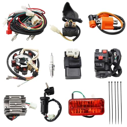 Image of PRO BAT Complete Electrical 4 Stroke Wiring Harness Kit | with 8 Coil CDI Stator Tail Light for 150cc 200cc 250cc 300cc 4 Wheelers ATV Go Kart Quad Pit Dirt Bike Lifan YX Zongshen