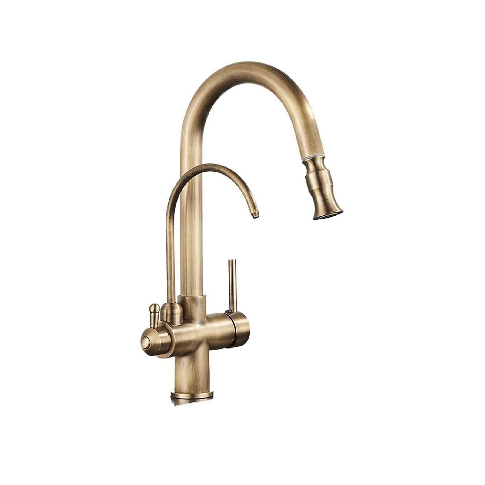 Buse de robinet extractible en laiton antique, l'élégance rétro d'un filtre de cuisine durable