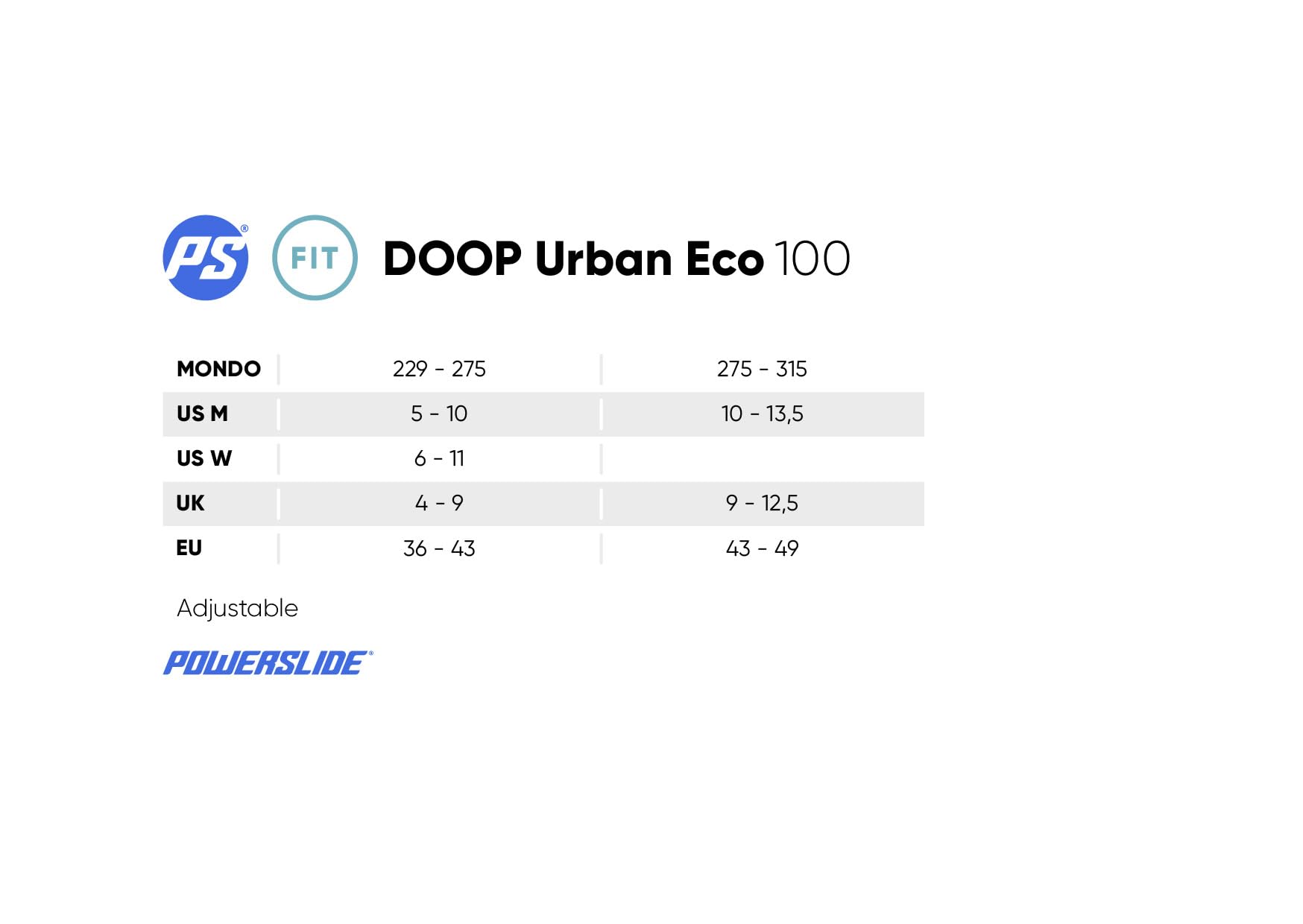 Powerslide Inline Skate Doop Urban 100 per fitness e urbano, per uomo e donna