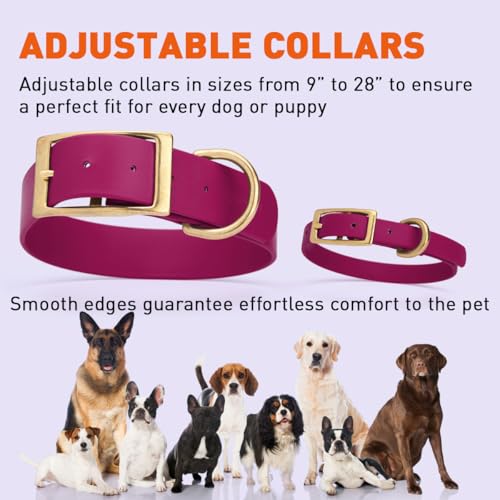Image of Viper Biothane Heavy Duty Waterproof Dog Collar Strong Coated Nylon Webbing w /Solid Brass Hardware Odor-Proof Easy to Clean High Performance Fits Small Medium or Large Dogs, Magenta Pink