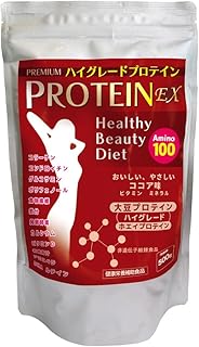 Amazon | ハイグレード プロテインEX オールインワン 大豆ソイプロテイン ホエイプロテイン 人口甘味料不使用 ６０種類栄養 無添加 国産 プロテインダイエット アミノ酸スコア１００ ココア 乳酸菌 酪酸菌 タンサ 発酵性食物繊維 コラーゲン 酵素 ルテイン DHA 青汁 ビタミンミネラス バランス栄養食 超美味 たんぱく質 高吸収 低カロリー | グッドライフ | ソイプロテイン