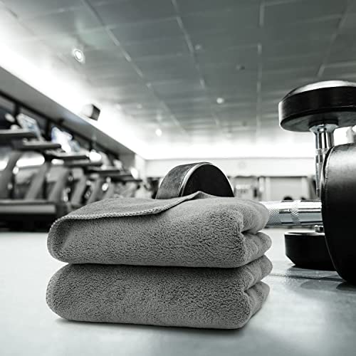 Image of Sassoon Microfiber Gym Towel (Set of 2, Grey) in 450 GSM for Men & Women Super Soft Towel, Fast Drying & Light Weight Ultra Absorbent Sports Towels, Use for Body and Face During Work & Travel