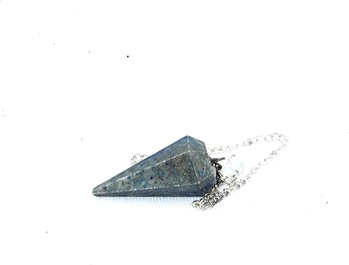 Miniatura 5 de Péndulo de cono de cristal facetado Jet Lapislázuli de aproximadamente 6 a 7 pulgadas de largo con cadena ágata péndulo divino cristal espiritual de