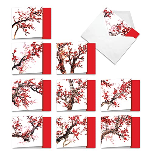 The Best Card Company - 10 Assorted Flower Cards Blank (4 X 5.12 Inch) - All Occasion Floral Greetings Boxed - Cheers And Cherries Mq5072Ocb-B1X10 #TOP7
