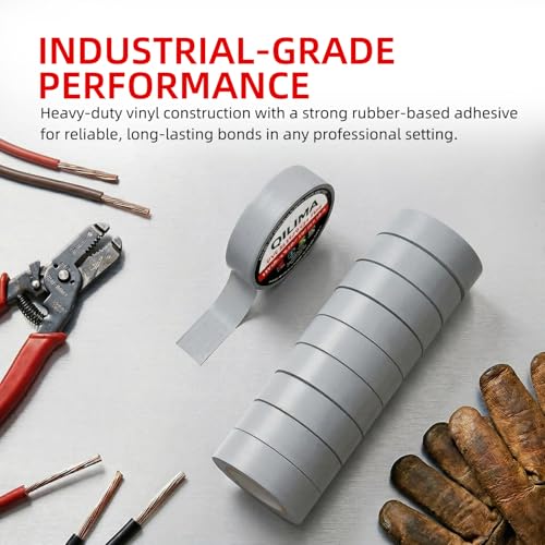 Image of QILIMA Electrical Tape 10 Pack 3 /4-Inch by 60 Feet,Lead-Free Flame Retardant Electrical Tape, Adhesive for General Home Vehicle Auto Car Power Circuit Wiring Sliver (130mic)