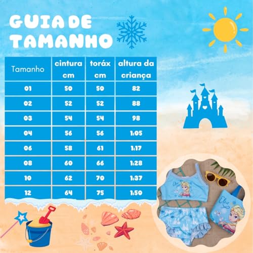 Biquíni Infantil Menina Estampado de Personagem para Crianças + Bolsa Moda Praia Verão - Personagem