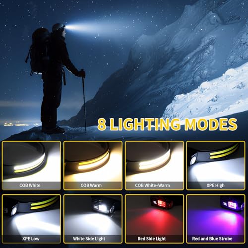 Lampe frontale LED étanche 8 modes éclairage magnétique rechargeable lot de 2 - 2