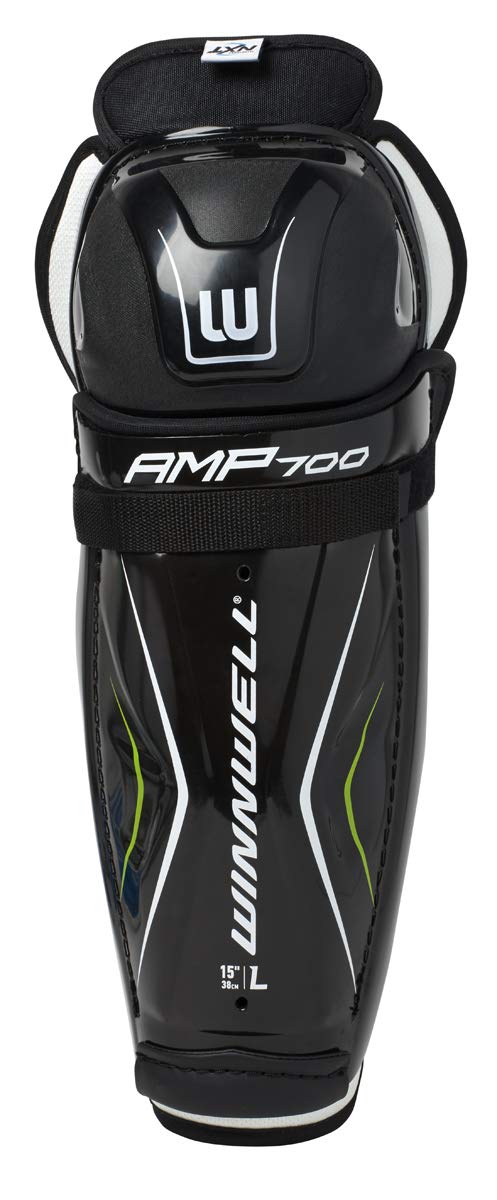 Winnwell AMP700 - Espinilleras de Hockey con tecnología CleanSport NXT para Control de olores