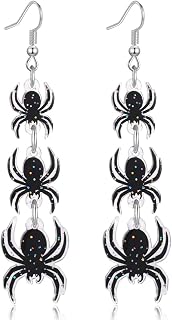 Halloween Spider Earrings for Women, Triple Spider Dangle Gothic Jewelry