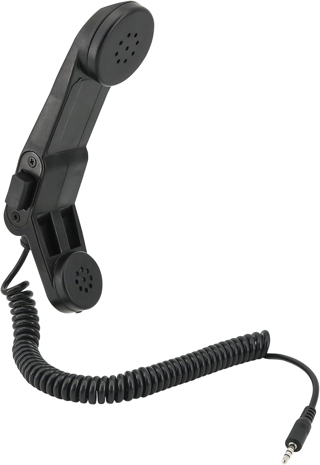 H-250 Adapter Handheld Microphone Spring Coil Design PTT Compatible with PRC 152/163 Radio or iPhone (Black, 6 pin for prc 152/163)