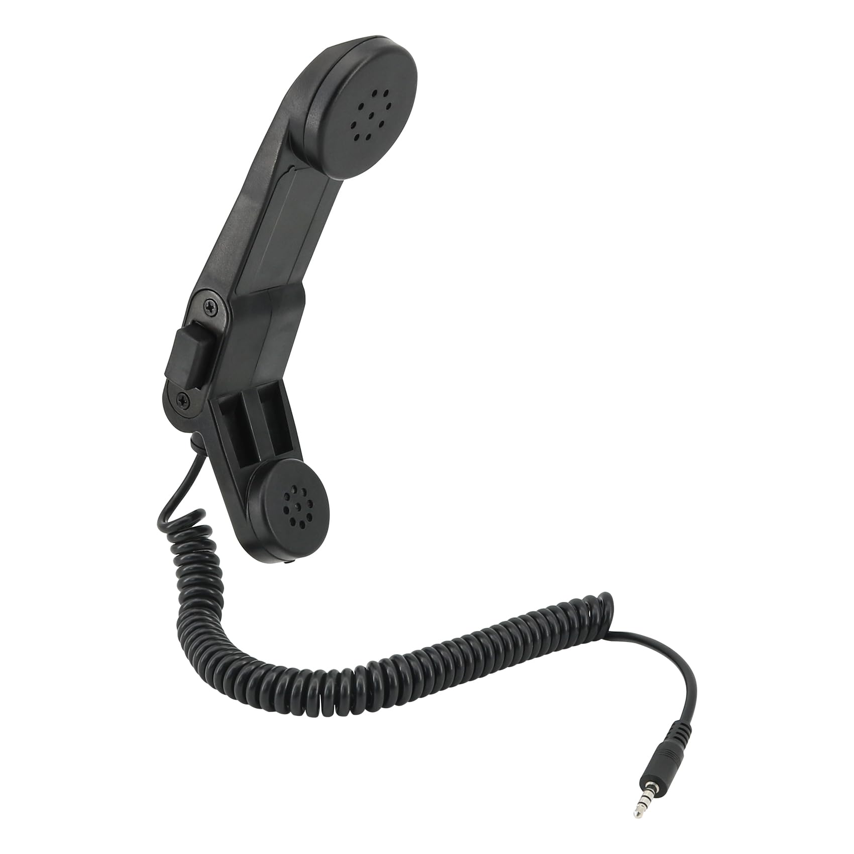 H-250 Adapter Handheld Microphone Spring Coil Design PTT Compatible with PRC 153/163 Radio or iPhone (Black, 1 pin for iPhone)