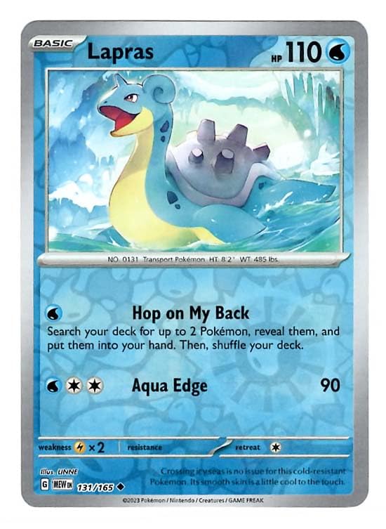 Pokemon - Lapras 131/165 - Pokemon 151 - Reverse Foil - Single Card
