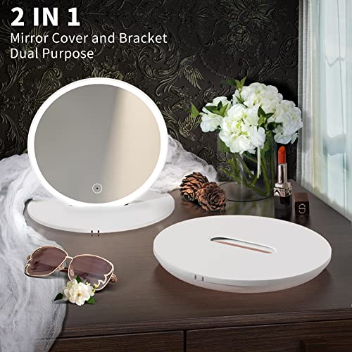 Ganpe Led Makeup Mirror, Vanity Mirror With Lights, 3 Color Lighting Modes, Touch Control Design, 2.5X Magnifying High Definition Portable Cosmetic Rechargeable Lighted Up Mirror (White) #TOP2