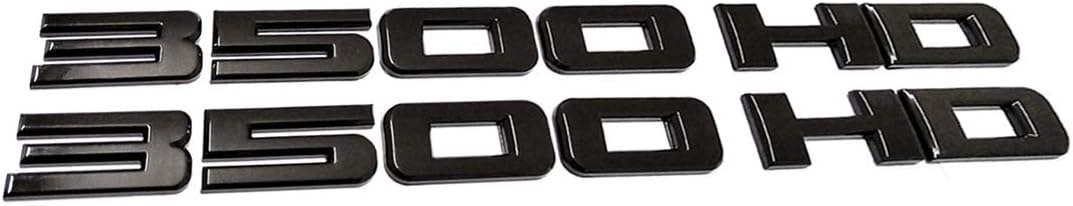 Liphontcta 2pcs 3500HD 3500 Hd Nameplates ABS Letter Emblems Badges Replacement for Gm Chevrolet Silverado 3500 HD Glossy Black
