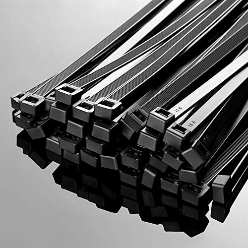 100 Stück Kabelbinder 12 x 600 mm schwarz weiss Starke Nylon Kabelbinder in hochwertiger Qualität [KB1-Schwarz-12x600]