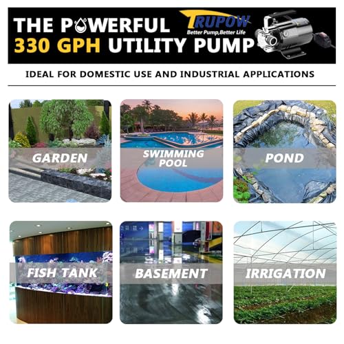 Image of Trupow 1 /10HP 330GPH 115-Volt Mini Portable Electric Utility Sump Transfer Water Pump with ON /OFF Switch and Water Hose Kit