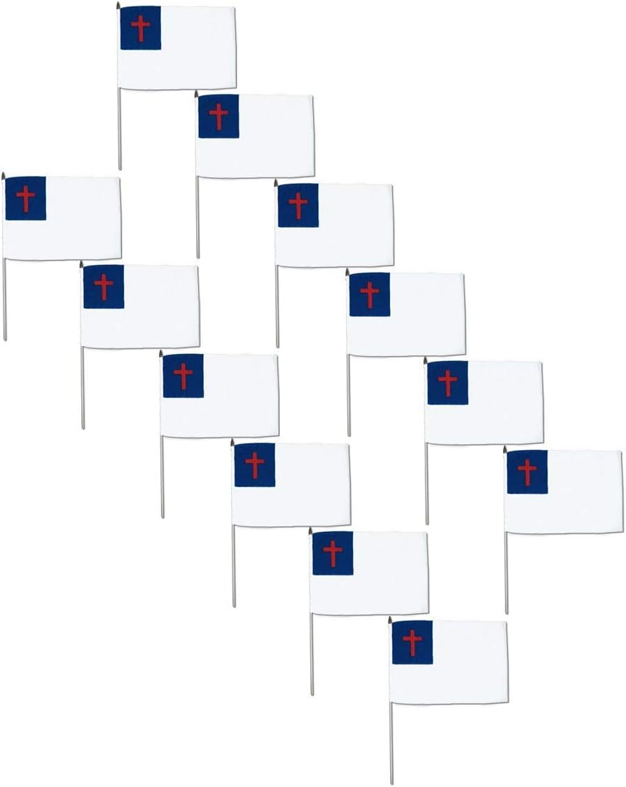 Christian Flag 12in x 18in Stick (12 PK)