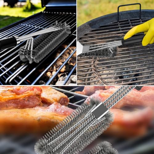 Ruayia BBQ Grill Reinigungsbürste & Schaber, Grilldrahtbürste für Grill, 38cm Edelstahl Grillrostreiniger, Grillzubehör & Werkzeuge für Weber Gas/Holzkohle/Elektro/Infrarot