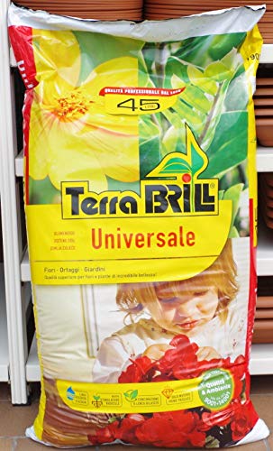 Terrabrill Universale BRILL TERRICCIO Universale di QUALITA RISERVA d\'Acqua in Confezione da 45 LT