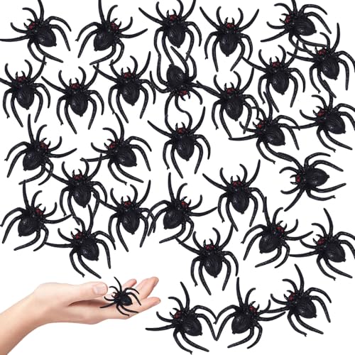 ZhongShuang 30 Stück Halloween Spinnen Streich Requisiten Realistische Spinne Dekoration Für Spukhaus Party Dekorationen Realistische Spielfiguren Halloween Streich Scherz