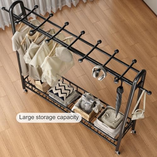Portant à vêtements avec étagère en maille inférieure robuste