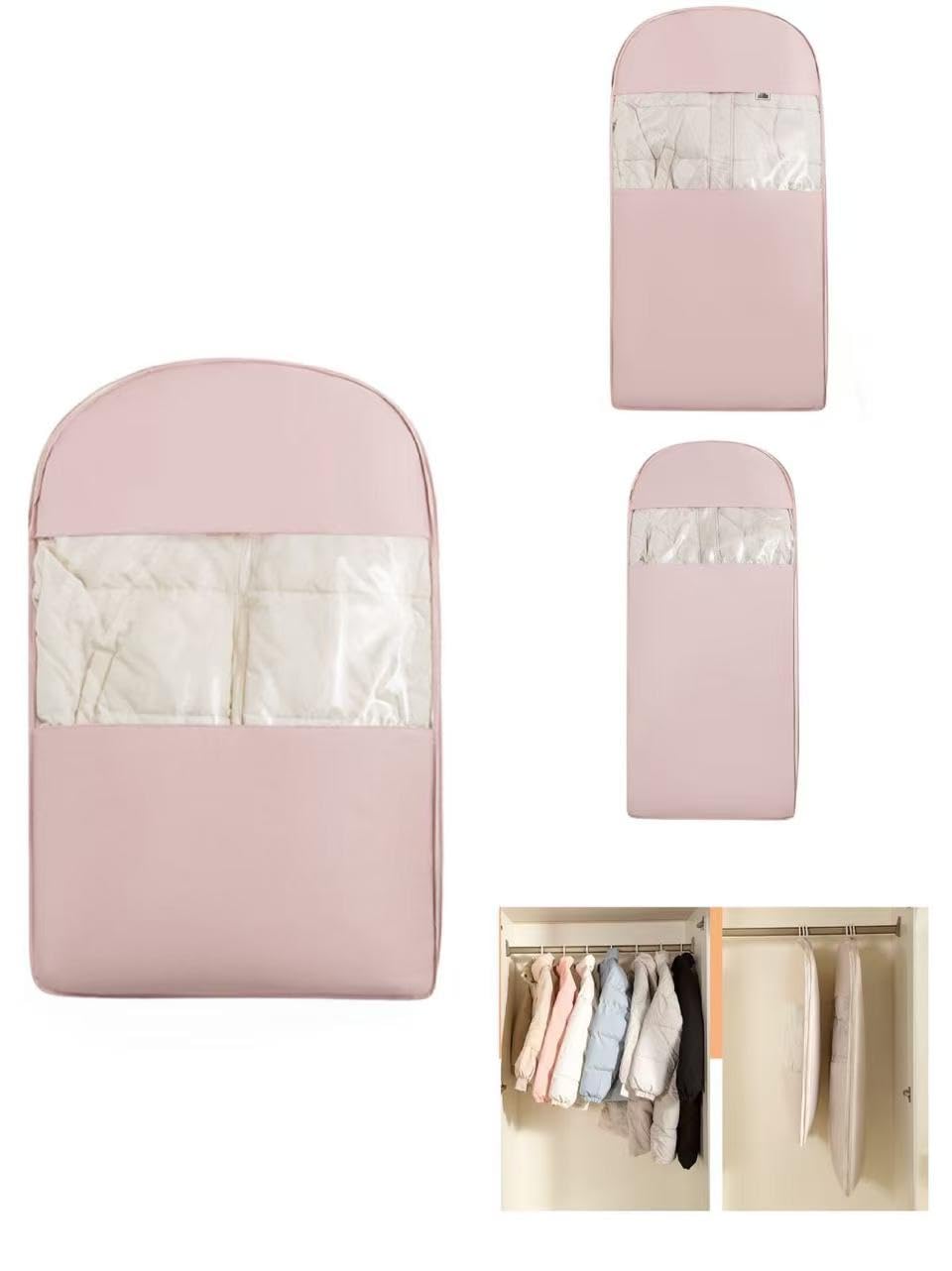 Space Saving Hanging Garment Bag with Self Compression Zipper 2025 Upgrade Closet Organizer Ideal for Down Coat Storage