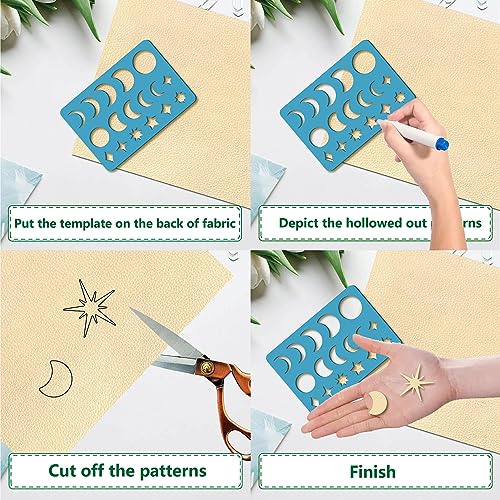 GORGECRAFT 2 Styles Star Earrings Making Template Moon Phase Jewelry Shape Templates Diamond Stencils Round Acrylic Cutting Stencil for Leather Bracelets Earrings Jewelry Making Diy Crafts 3.5 x 5.1 - Image 3