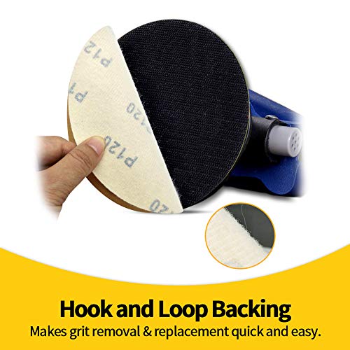 SPEEDWOX 50 Pcs 6 Inches Sanding Discs 120 Grit Dustless Hook and Loop Sandpaper for Random Orbital Sander Yellow Finishing Discs for Automotive Woodworking - Image 4