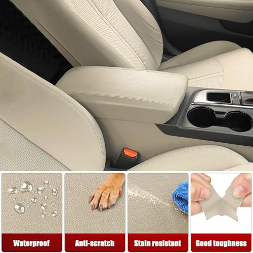 KBH Center Console Armrest Cover Upholstery for Hyundai Sonata 2015-2019, Middle Console Lid Replacement Cover Accessories, Vinyl Leather, Anti-Scratch, Beige by KBH - Image 4