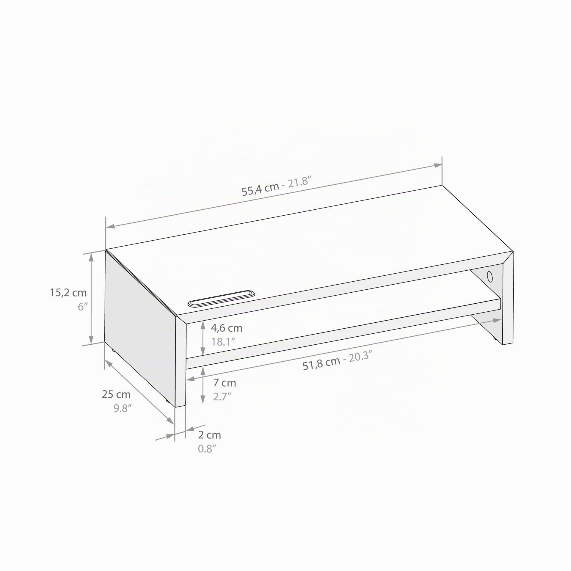 Mobili Fiver, Supporto per monitor Riki da scrivania, h.15 cm, color Rovere Rustico, Made in Italy